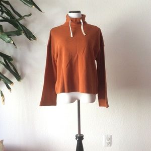 Rust Bell Sleeve Mock Neck Sweatshirt w/Tie